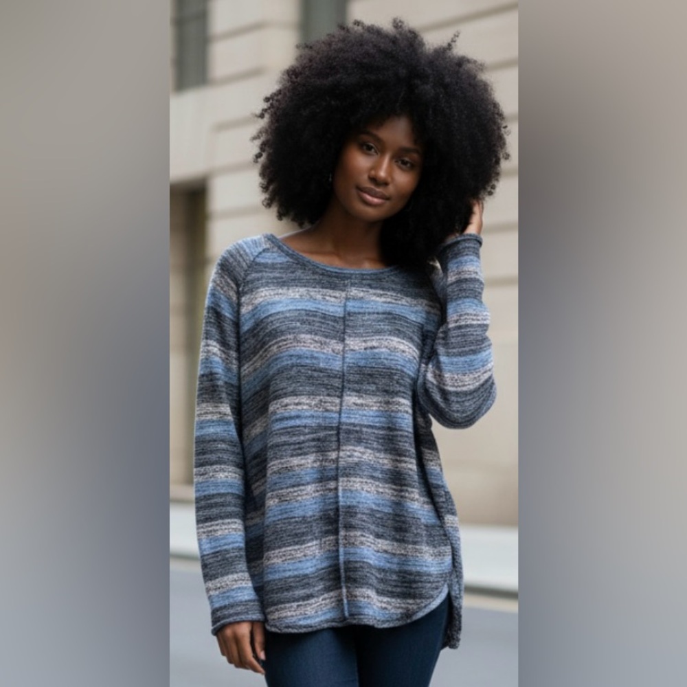WE THE FREE People Carolina Hecci Slouchy Sweater Oversized Blue Boho Medium